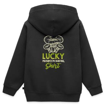 Lucky Mushroom Hunting Glückspilz - Kids Premium Organic Zip-up Hoodie - black - Back - AI Model Kid Male (0cm)