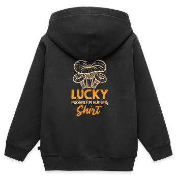 Lucky Mushroom Hunting Glückspilz - Kids Premium Organic Zip-up Hoodie - black - Back - AI Model Kid Male (0cm)