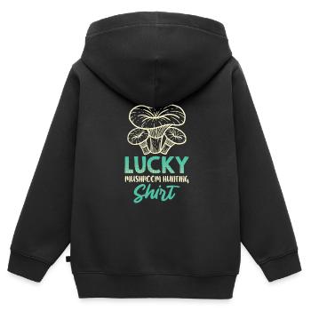 Lucky Mushroom Hunting Glückspilz - Kids Premium Organic Zip-up Hoodie - black - Back - AI Model Kid Male (0cm)