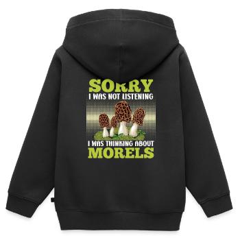 Morchel Sammler Pilzsammler - Kinder Premium Organic Zip Hoodie - Schwarz - Hinten - AI Model Kid Male (0cm)