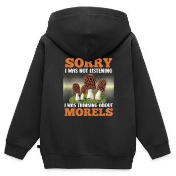 Morchel Sammler Pilzsammler - Kinder Premium Organic Zip Hoodie - Schwarz - Hinten - AI Model Kid Male (0cm)