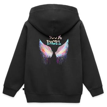 100% engel,angelwings,engelsflügel,flügel,graffiti - Kinder Premium Organic Zip Hoodie - Schwarz - Hinten - AI Model Kid Male (0cm)