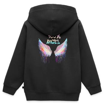 100% angel,angelwings,engelsflügel,flügel,graffiti - Kinder Premium Organic Zip Hoodie - Schwarz - Hinten - AI Model Kid Male (0cm)