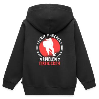 Echte Mädchen spielen Eishockey Damen - Kinder Premium Organic Zip Hoodie - Schwarz - Hinten - AI Model Kid Male (0cm)