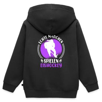 Echte Mädchen spielen Eishockey Damen - Kinder Premium Organic Zip Hoodie - Schwarz - Hinten - AI Model Kid Male (0cm)