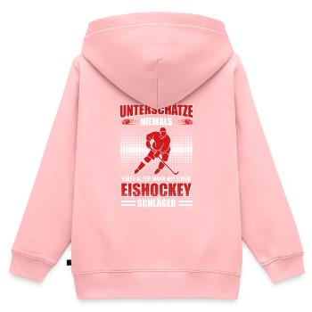 Alter man mit Eishockey Schläger - Kinder Premium Organic Zip Hoodie - Rosa - Hinten - AI Model Kid Female (0cm)