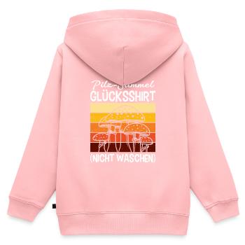 Glücksshirt nicht waschen Pilzsammler Pilze - Kinder Premium Organic Zip Hoodie - Rosa - Hinten - AI Model Kid Female (0cm)