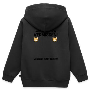 Wir werden dich vermissen Jobwechsel Abschied - Kinder Premium Organic Zip Hoodie - Schwarz - Hinten - AI Model Kid Male (0cm)