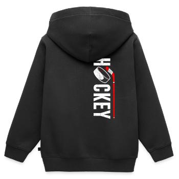 Eishockey Puck Hockey Schläger - Kinder Premium Organic Zip Hoodie - Schwarz - Hinten - AI Model Kid Male (0cm)