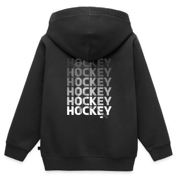 Hockey Hockey - Kinder Premium Organic Zip Hoodie - Schwarz - Hinten - AI Model Kid Male (0cm)