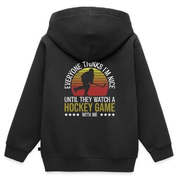 Le hockey sur glace n’est hurlé que lorsqu’il saigne - Sweat Premium à capuche zippé enfant bio - noir - Dos - AI Model Kid Male (0cm)