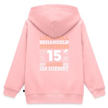 Firmenjubiläum 15 Jahre Dienstjubiläum - Kinder Premium Organic Zip Hoodie - Rosa - Hinten - AI Model Kid Female (0cm)