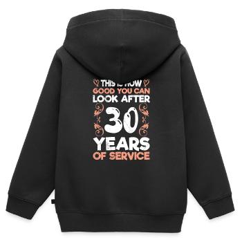 Dienstjubiläum 30 Jahre Firmenjubiläum 30 Jahre - Kinder Premium Organic Zip Hoodie - Schwarz - Hinten - AI Model Kid Male (0cm)