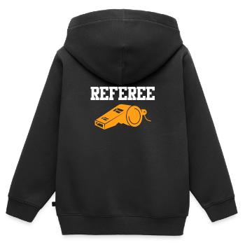 Arbitre sifflet arbitre - Sweat Premium à capuche zippé enfant bio - noir - Dos - AI Model Kid Male (0cm)