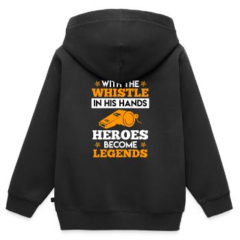 Mit der Pfeife in den Händen - Kinder Premium Organic Zip Hoodie - Schwarz - Hinten - AI Model Kid Male (0cm)