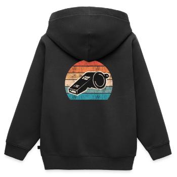 Arbitre de pipe Shiri vintage - Sweat Premium à capuche zippé enfant bio - noir - Dos - AI Model Kid Male (0cm)
