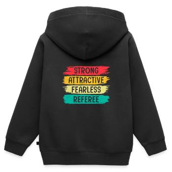 Stark Attraktiv Furchtlos Schiedsrichter - Kinder Premium Organic Zip Hoodie - Schwarz - Hinten - AI Model Kid Male (0cm)