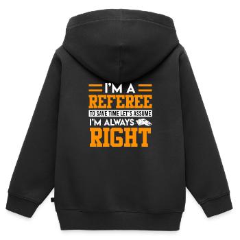 Je suis l’arbitre - Sweat Premium à capuche zippé enfant bio - noir - Dos - AI Model Kid Male (0cm)