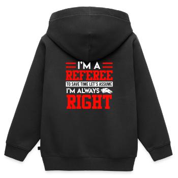 Je suis l’arbitre - Sweat Premium à capuche zippé enfant bio - noir - Dos - AI Model Kid Male (0cm)