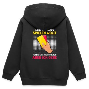 Lustiger Schiedsrichter Spruch Schiri - Kinder Premium Organic Zip Hoodie - Schwarz - Hinten - AI Model Kid Male (0cm)