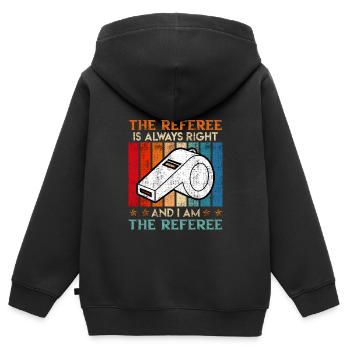 Der Schiri hat immer Recht und ich bin der - Kinder Premium Organic Zip Hoodie - Schwarz - Hinten - AI Model Kid Male (0cm)
