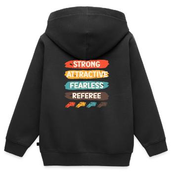 Stark Attraktiv Furchtlos Schiedsrichter - Kinder Premium Organic Zip Hoodie - Schwarz - Hinten - AI Model Kid Male (0cm)
