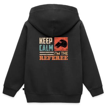 Je suis l’arbitre - Sweat Premium à capuche zippé enfant bio - noir - Dos - AI Model Kid Male (0cm)