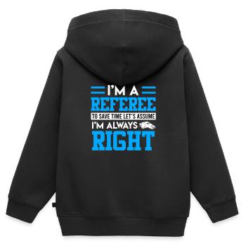 Je suis l’arbitre - Sweat Premium à capuche zippé enfant bio - noir - Dos - AI Model Kid Male (0cm)