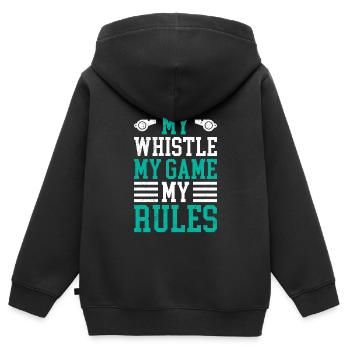 Ma pipe mon jeu mes règles - Sweat Premium à capuche zippé enfant bio - noir - Dos - AI Model Kid Male (0cm)