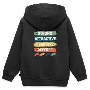 Stark Attraktiv Furchtlos Schiedsrichter - Kinder Premium Organic Zip Hoodie - Schwarz - Hinten - AI Model Kid Male (0cm)