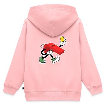 Sifflet de l’arbitre avec carton jaune Shiri - Sweat Premium à capuche zippé enfant bio - rose - Dos - AI Model Kid Female (0cm)