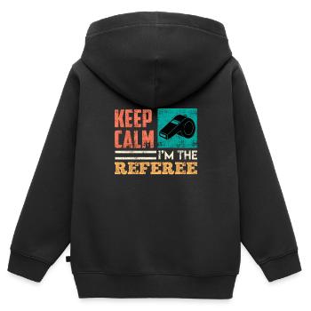 Je suis l’arbitre - Sweat Premium à capuche zippé enfant bio - noir - Dos - AI Model Kid Male (0cm)