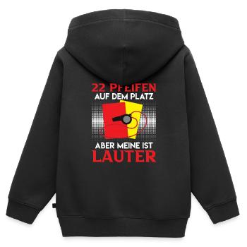 22 Pfeifen aber meine ist lauter - Kinder Premium Organic Zip Hoodie - Schwarz - Hinten - AI Model Kid Male (0cm)