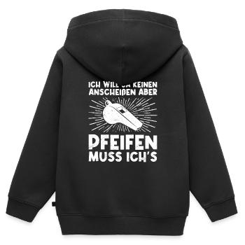 Pfeifen muss ich es Schiedsrichter - Kinder Premium Organic Zip Hoodie - Schwarz - Hinten - AI Model Kid Male (0cm)