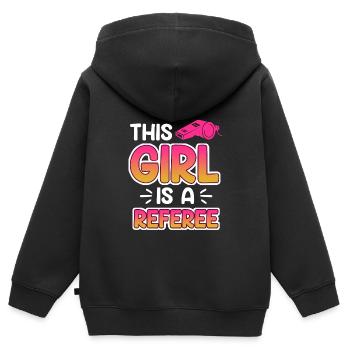 Women Referee Referee Schiri - Kids Premium Organic Zip-up Hoodie - black - Back - AI Model Kid Male (0cm)