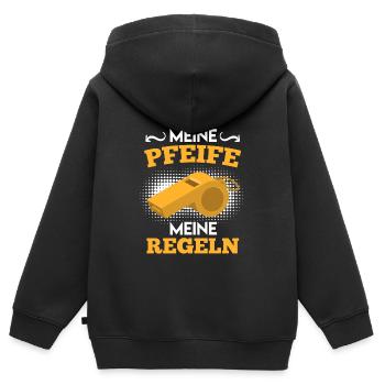 Meine Pfeife meine Regeln Schiedsrichter - Kinder Premium Organic Zip Hoodie - Schwarz - Hinten - AI Model Kid Male (0cm)