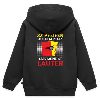 22 Pfeifen aber meine ist lauter - Kinder Premium Organic Zip Hoodie - Schwarz - Hinten - AI Model Kid Male (0cm)