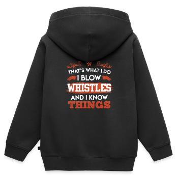 Schiedsrichter Pfeife pfeifen & Dinge wissen - Kinder Premium Organic Zip Hoodie - Schwarz - Hinten - AI Model Kid Male (0cm)