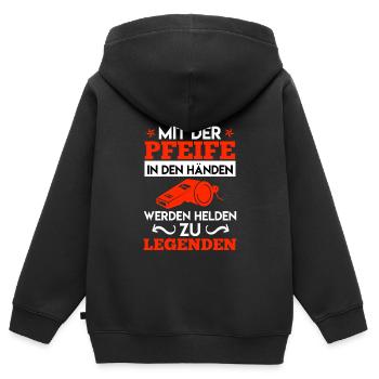 Mit der Pfeife in den Händen - Kinder Premium Organic Zip Hoodie - Schwarz - Hinten - AI Model Kid Male (0cm)
