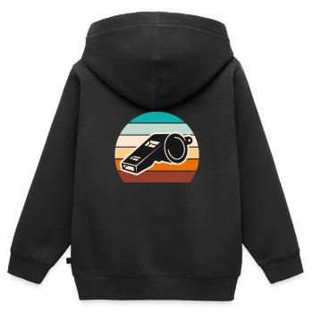 Arbitre de pipe Shiri vintage - Sweat Premium à capuche zippé enfant bio - noir - Dos - AI Model Kid Male (0cm)