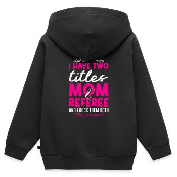 Maman et Arbitre Dames Arbitre - Sweat Premium à capuche zippé enfant bio - noir - Dos - AI Model Kid Male (0cm)
