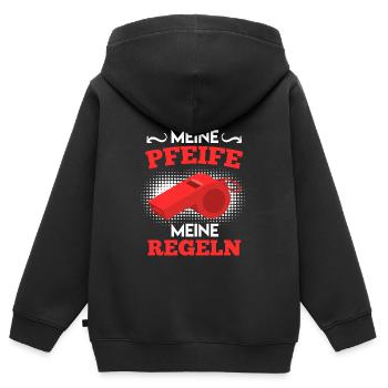 Meine Pfeife meine Regeln Schiedsrichter - Kinder Premium Organic Zip Hoodie - Schwarz - Hinten - AI Model Kid Male (0cm)