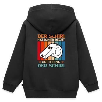 Der Schiri hat immer Recht und ich bin der - Kinder Premium Organic Zip Hoodie - Schwarz - Hinten - AI Model Kid Male (0cm)