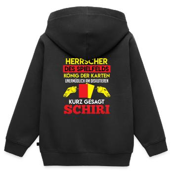 Schiri Herrscher des Spielfelds König - Kinder Premium Organic Zip Hoodie - Schwarz - Hinten - AI Model Kid Male (0cm)