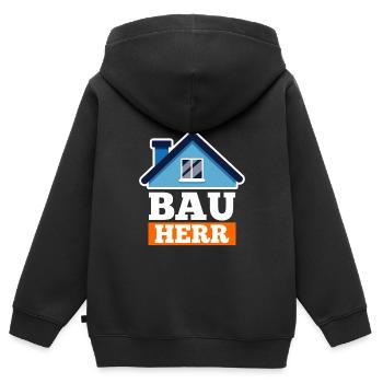 Bauherr - Kinder Premium Organic Zip Hoodie - Schwarz - Hinten - AI Model Kid Male (0cm)