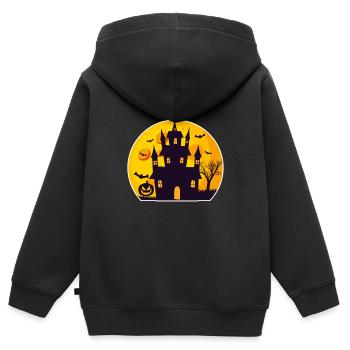 Grusel Schloss Halloween - Kinder Premium Organic Zip Hoodie - Schwarz - Hinten - AI Model Kid Male (0cm)