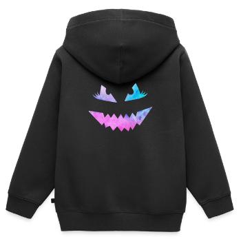 Grusel Maske Halloween - Kinder Premium Organic Zip Hoodie - Schwarz - Hinten - AI Model Kid Male (0cm)