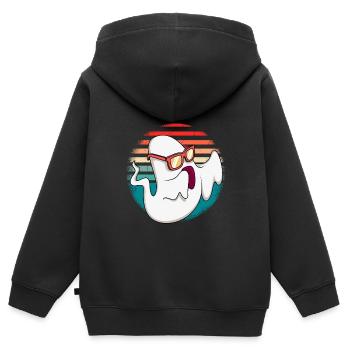 Geisterstunde Halloween Geist - Kinder Premium Organic Zip Hoodie - Schwarz - Hinten - AI Model Kid Male (0cm)
