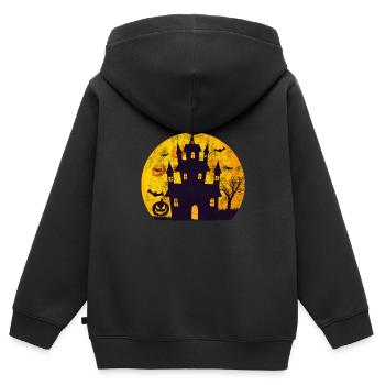 Grusel Schloss Halloween - Kinder Premium Organic Zip Hoodie - Schwarz - Hinten - AI Model Kid Male (0cm)