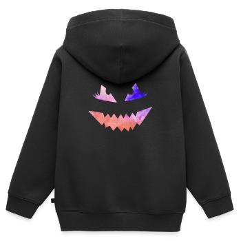 Grusel Maske Halloween - Kinder Premium Organic Zip Hoodie - Schwarz - Hinten - AI Model Kid Male (0cm)